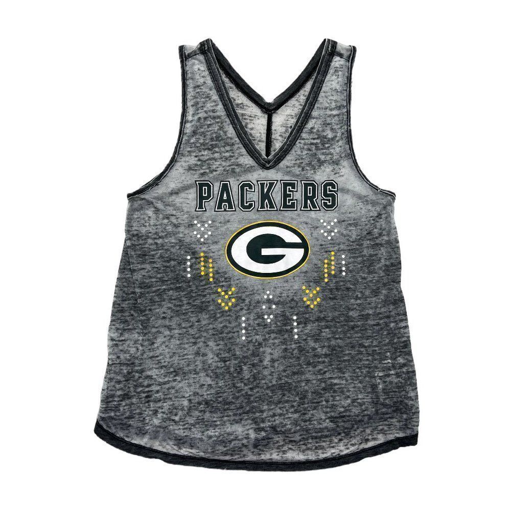 NFL Tank Top Women's Size Large Green Bay Packers Football Burn Out Summer Tank